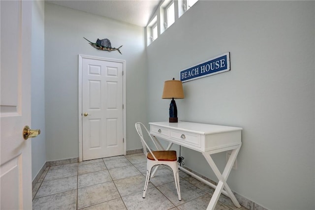 office area featuring light tile patterned floors