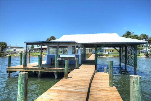 dock area featuring a water view