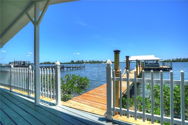 dock area featuring a water view