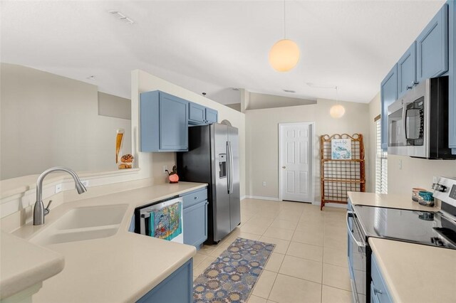 bedroom featuring ceiling fan, light carpet, and vaulted ceiling