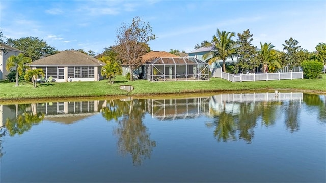 view of pool featuring ceiling fan, a patio area, and glass enclosure