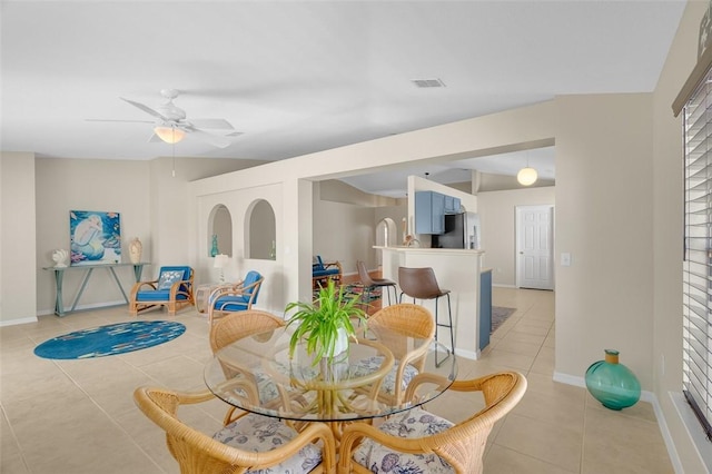 bathroom featuring vanity and ceiling fan