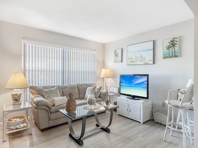 living room with light hardwood / wood-style floors