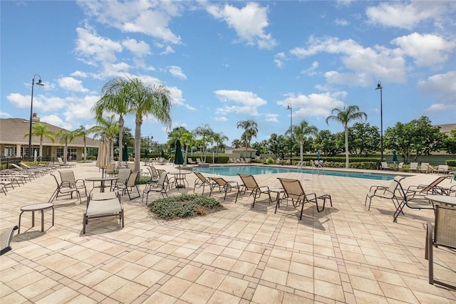 view of pool featuring a patio area