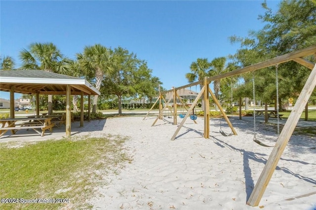 view of jungle gym with a gazebo