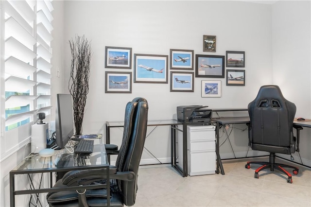 office space featuring tile patterned floors