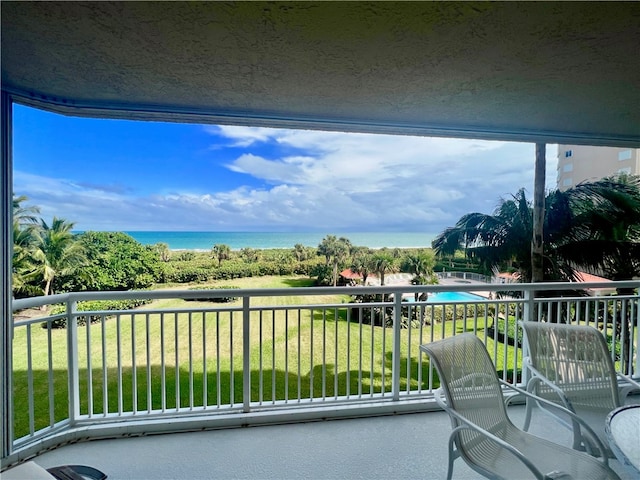 balcony with a water view