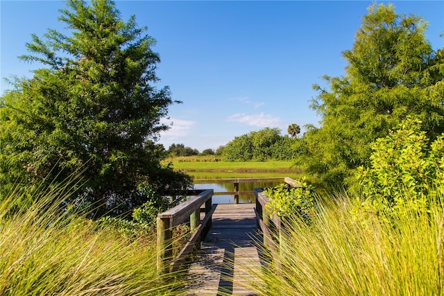 dock area featuring a water view