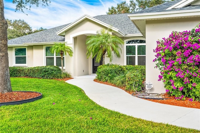 property entrance featuring a yard