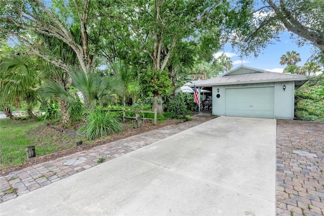 exterior space with a garage