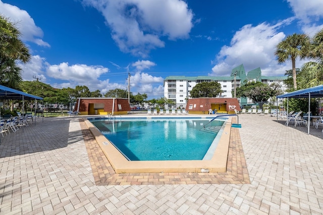 view of pool featuring a patio