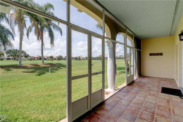 view of unfurnished sunroom