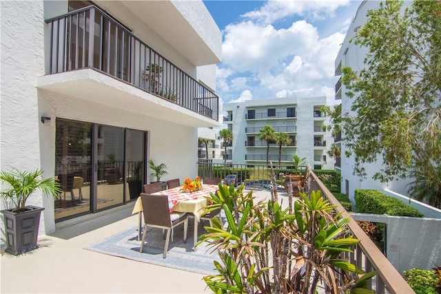 balcony with a patio area