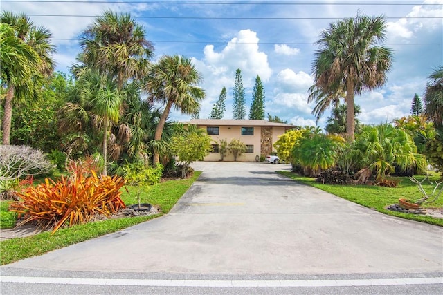 view of front of property featuring concrete driveway and stucco siding