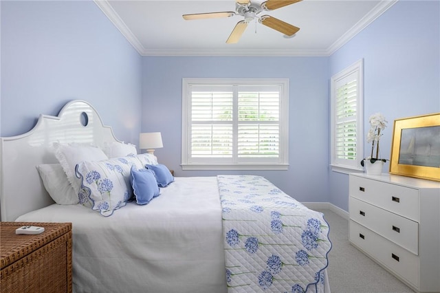 40 White Orchid Way, Vero Beach, FL 32963 - carpeted bedroom featuring ornamental molding, a ceiling fan, and baseboards