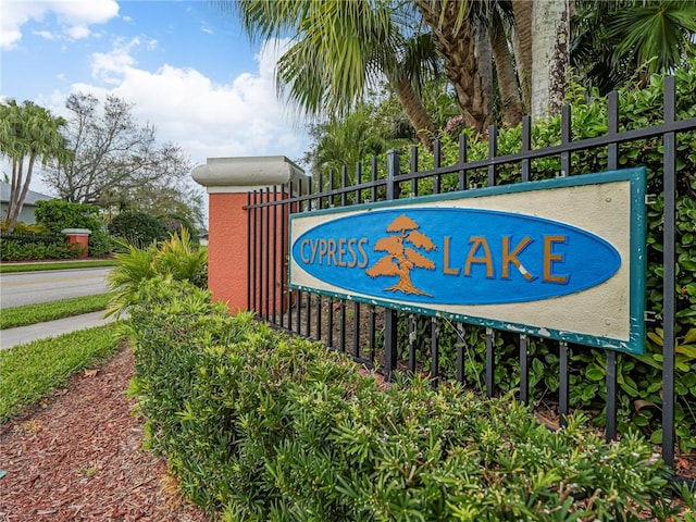 view of community sign