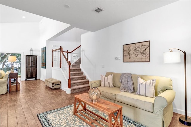 living room with wood-type flooring