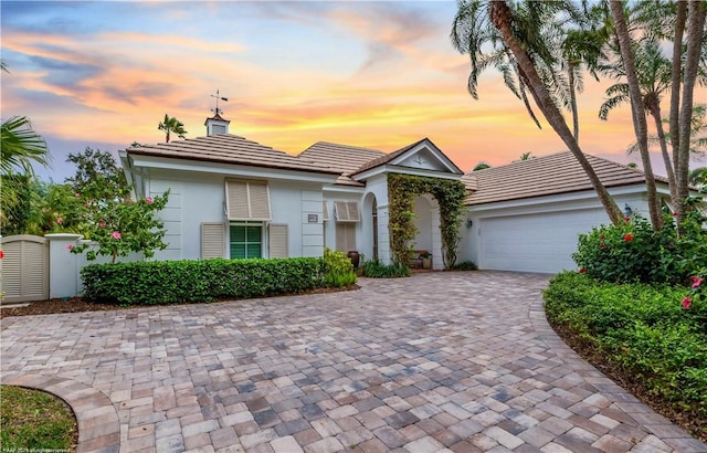 view of front of house with a garage