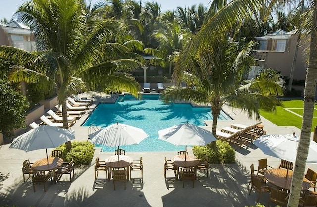 view of pool featuring a patio area