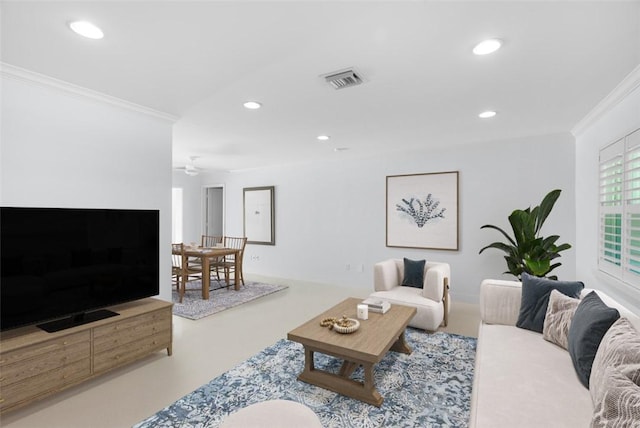 976 25th St, Vero Beach, FL 32960 - living room with ornamental molding and recessed lighting