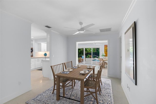 976 25th St, Vero Beach, FL 32960 - dining area featuring a ceiling fan and ornamental molding