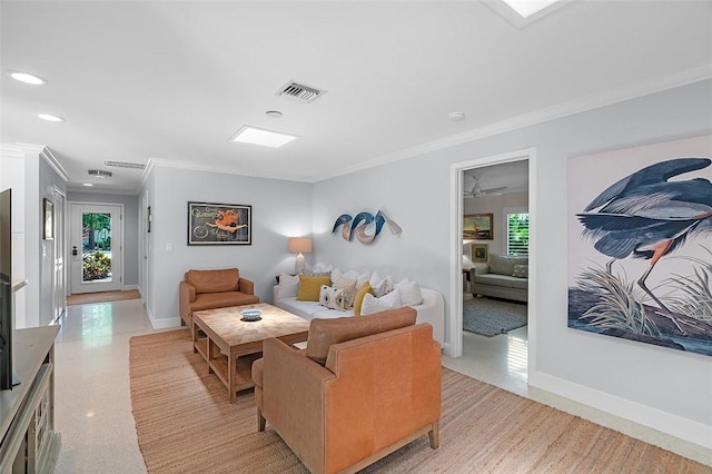 976 25th St, Vero Beach, FL 32960 - living area with ornamental molding and recessed lighting