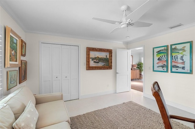 976 25th St, Vero Beach, FL 32960 - office featuring crown molding and ceiling fan