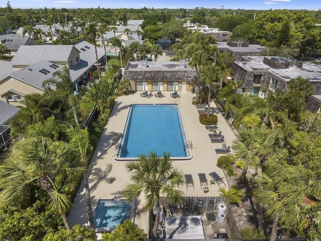 aerial view with a residential view