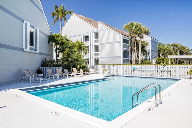 view of pool featuring a patio