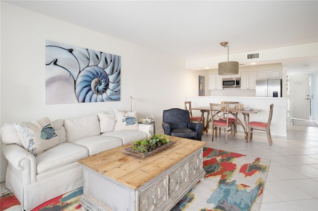 view of tiled living room