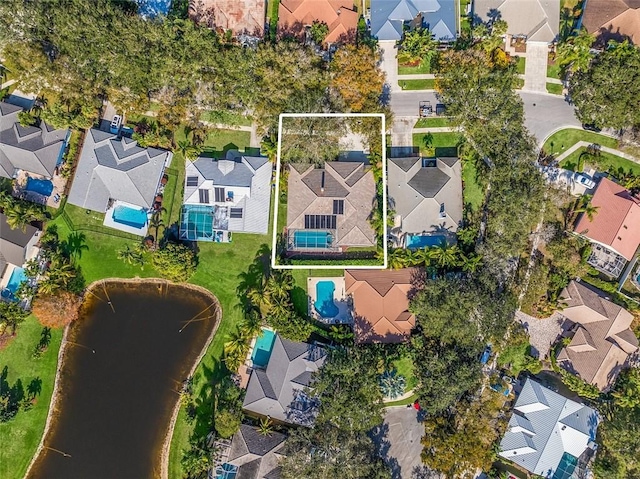 drone / aerial view with a residential view