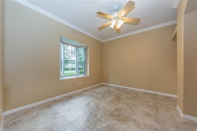 7941 Cabot Tower Pl, Vero Beach, FL 32966 - empty room featuring crown molding, a ceiling fan, and baseboards