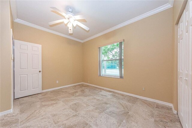 7941 Cabot Tower Pl, Vero Beach, FL 32966 - unfurnished room featuring ornamental molding, ceiling fan, and baseboards