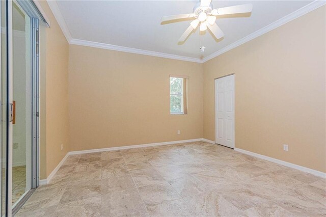 7941 Cabot Tower Pl, Vero Beach, FL 32966 - unfurnished bedroom featuring ornamental molding, baseboards, and ceiling fan