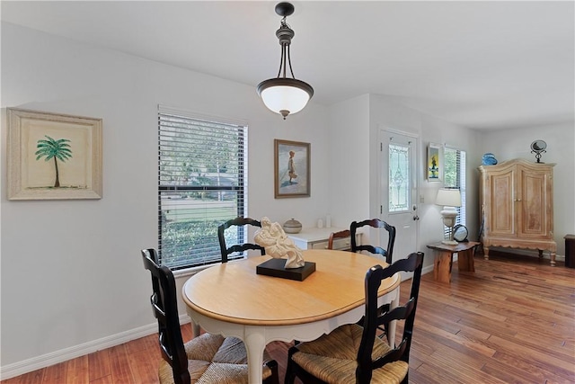 dining room with light hardwood / wood-style flooring