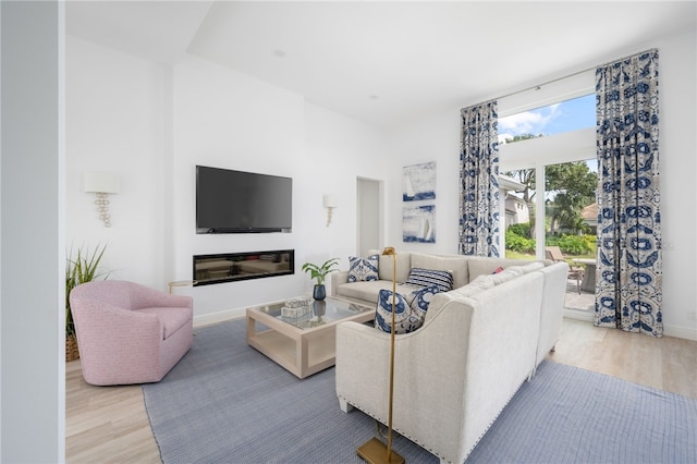 living room with hardwood / wood-style flooring