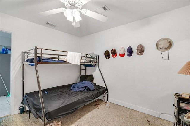 bedroom featuring ceiling fan