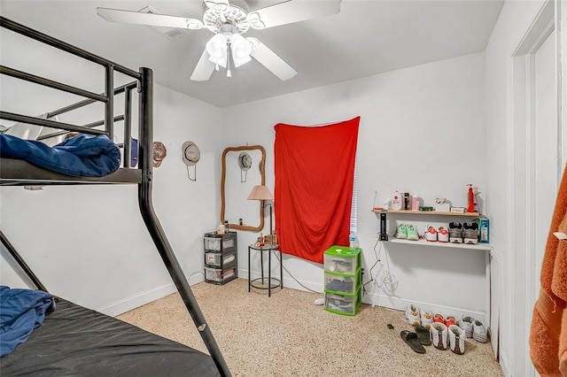 bedroom featuring ceiling fan