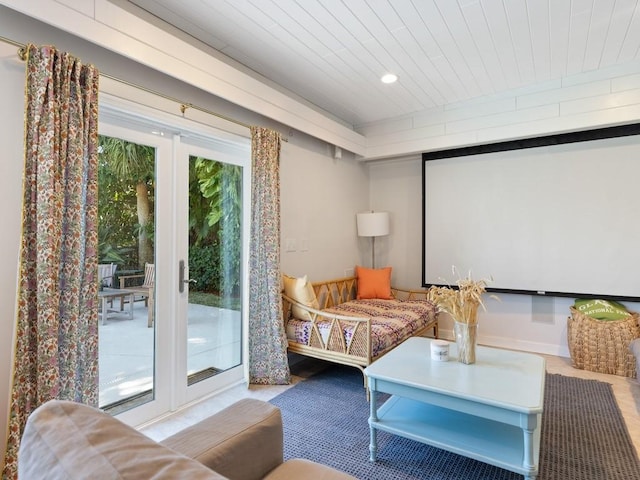 1880 Cobia Dr, Vero Beach, FL 32960 - home theater featuring wood ceiling and recessed lighting