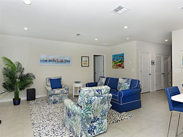 view of tiled living room