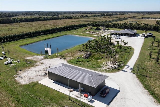 bird's eye view with a rural view and a water view