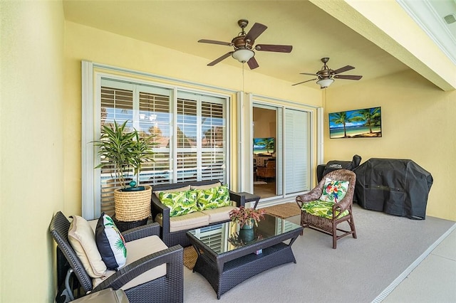 view of patio / terrace with a ceiling fan