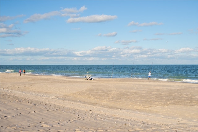 view of water feature featuring a beach view