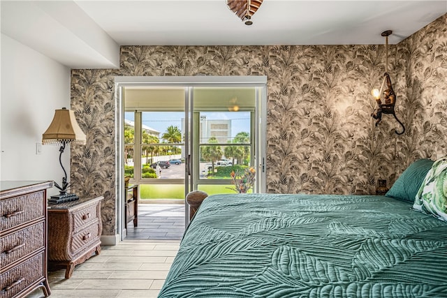 bedroom with light hardwood / wood-style floors