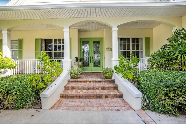 entrance to property with french doors