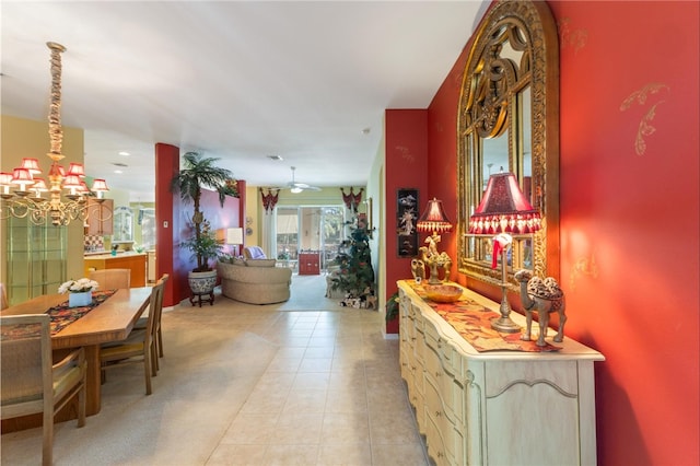 interior space featuring an inviting chandelier