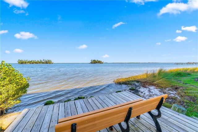 view of dock featuring a water view