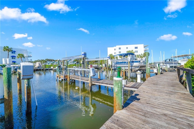 view of dock featuring a water view