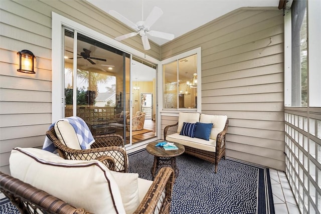 1335 Winding Oaks Cir E Unit 1007, Vero Beach, FL 32963 - sunroom / solarium featuring ceiling fan and outdoor lounge area
