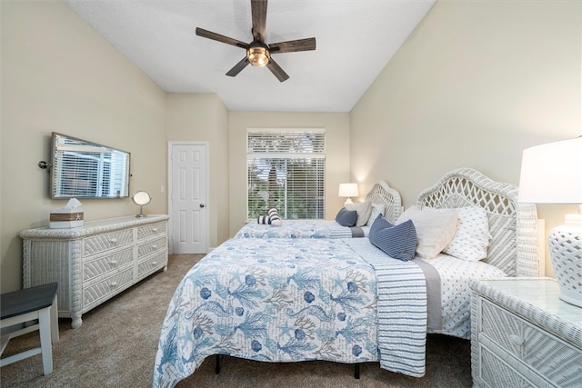 1335 Winding Oaks Cir E Unit 1007, Vero Beach, FL 32963 - carpeted bedroom with lofted ceiling and a ceiling fan
